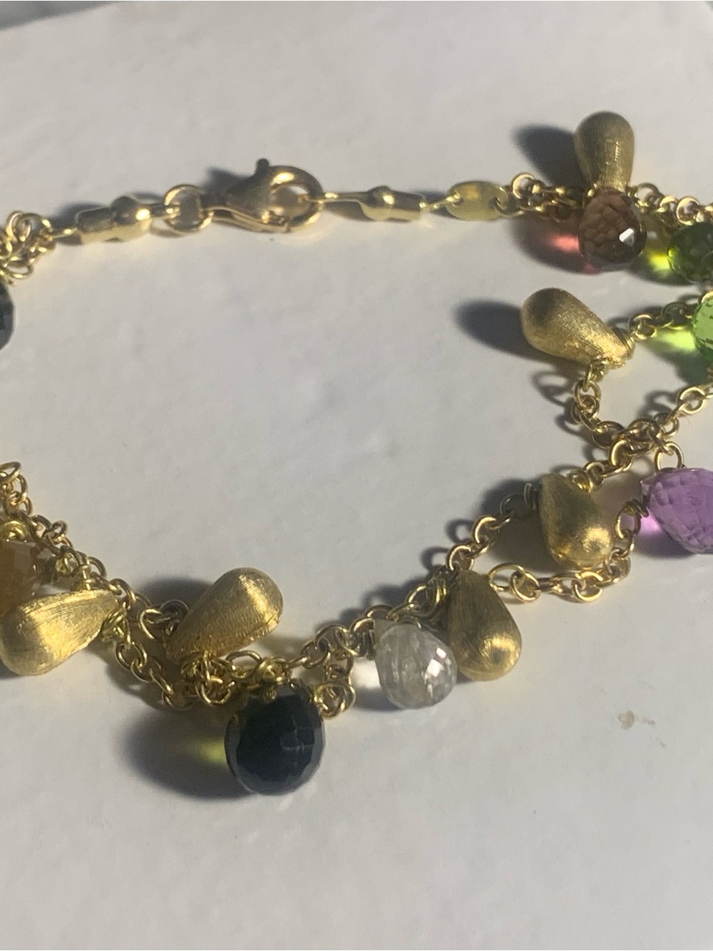 18k 750 Gold Multi Gem Teardrop Bracelet - Women Jewelry! Stunning ๐ฉท - Picture 2 of 16